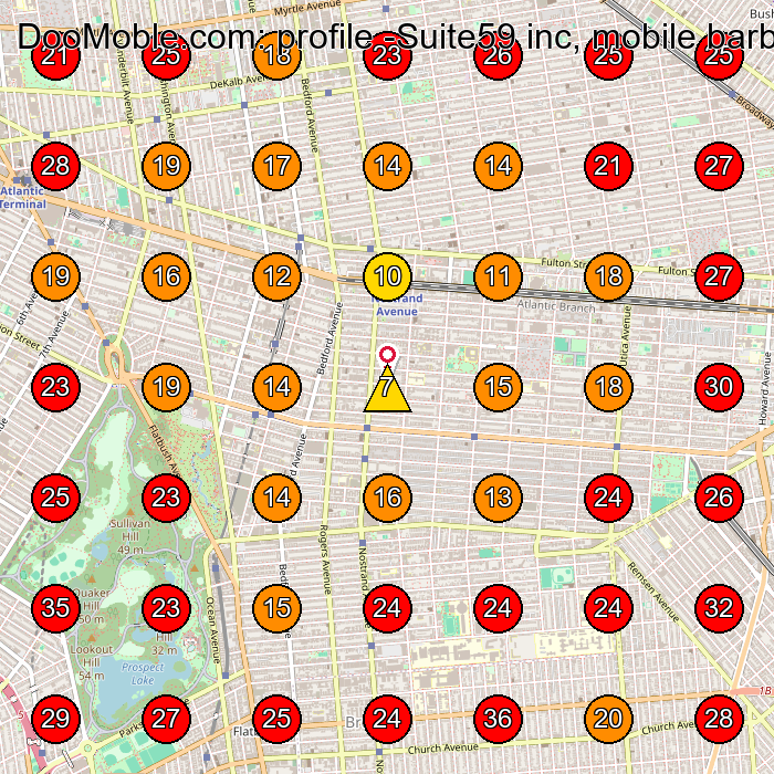 DooMoble.com: profile -Suite59 inc, mobile barber service GeoGrid visibility map for Barber Shop in Brooklyn